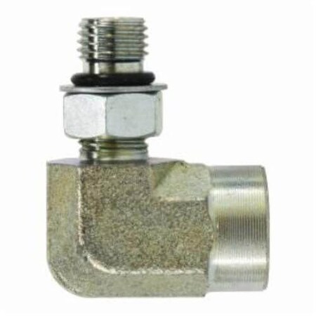 Midland Industries Hydraulic Elbow, 3416 x 12 Nominal, Male ORing Boss x FIP, 90 deg, 3600 psi, Steel 6805NWO88